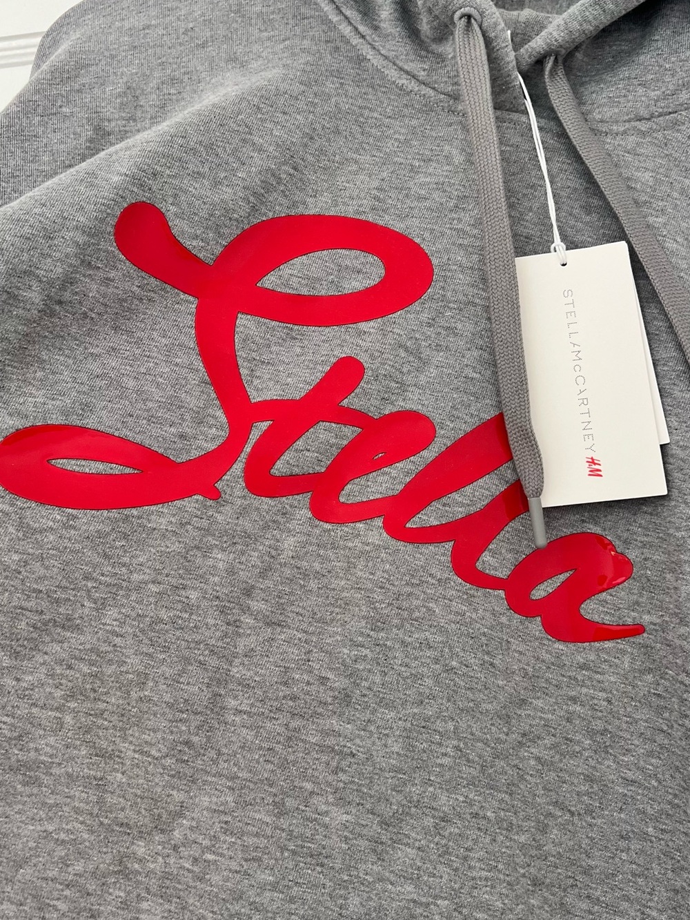 Stella McCartney Gray Crewneck Sweatshirt with Red Script Logo